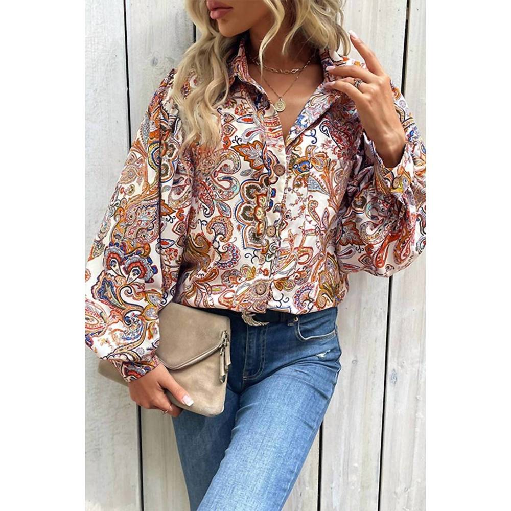 NEW LILY CLOTHING multi pattern blouse in orange